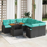 vidaXL Tuinbank Set met opslag 9 pcs Zwart Poly rattan
