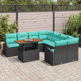 vidaXL Tuinbank Set met opslag 9 pcs Zwart Poly rattan