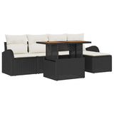 vidaXL Tuinbank Set met opslag 6 pcs Zwart Poly rattan