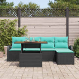vidaXL Tuinbank Set met opslag 6 pcs Zwart Poly rattan