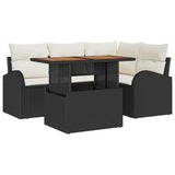 vidaXL Garden Bench Set with Storage 5 pcs Black Poly Rattan