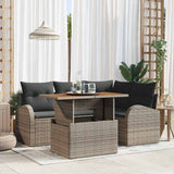 vidaXL Garden Bench Set with Storage 5 pcs Black Poly Rattan