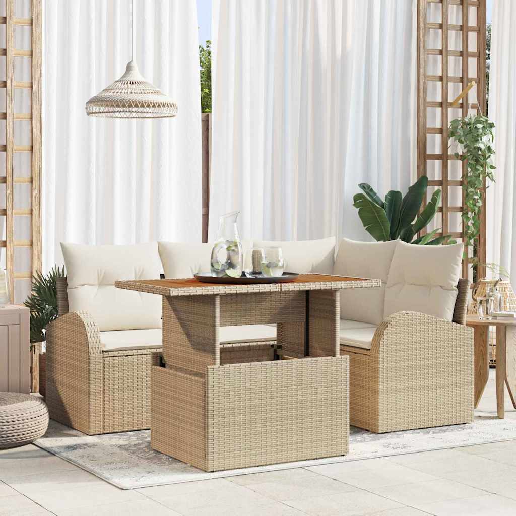 vidaXL Garden Bench Set with Storage 5 pcs Black Poly Rattan
