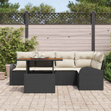 vidaXL Tuinbank Set met opslag 6 pcs Zwart Poly rattan