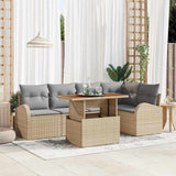 vidaXL Tuinbank Set met opslag 6 pcs Zwart Poly rattan