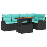 vidaXL Tuinbank Set met opslag 6 pcs Zwart Poly rattan