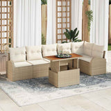 vidaXL Tuinbank Set met opslag 7 pcs Zwart Poly rattan