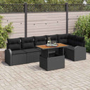 vidaXL Tuinbank Set met opslag 7 pcs Zwart Poly rattan