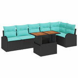 vidaXL Tuinbank Set met opslag 7 pcs Zwart Poly rattan