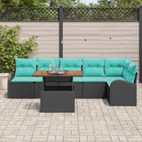 vidaXL Tuinbank Set met opslag 7 pcs Zwart Poly rattan