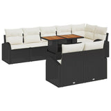 vidaXL Tuinbank Set met opslag 9 pcs Zwart Poly rattan