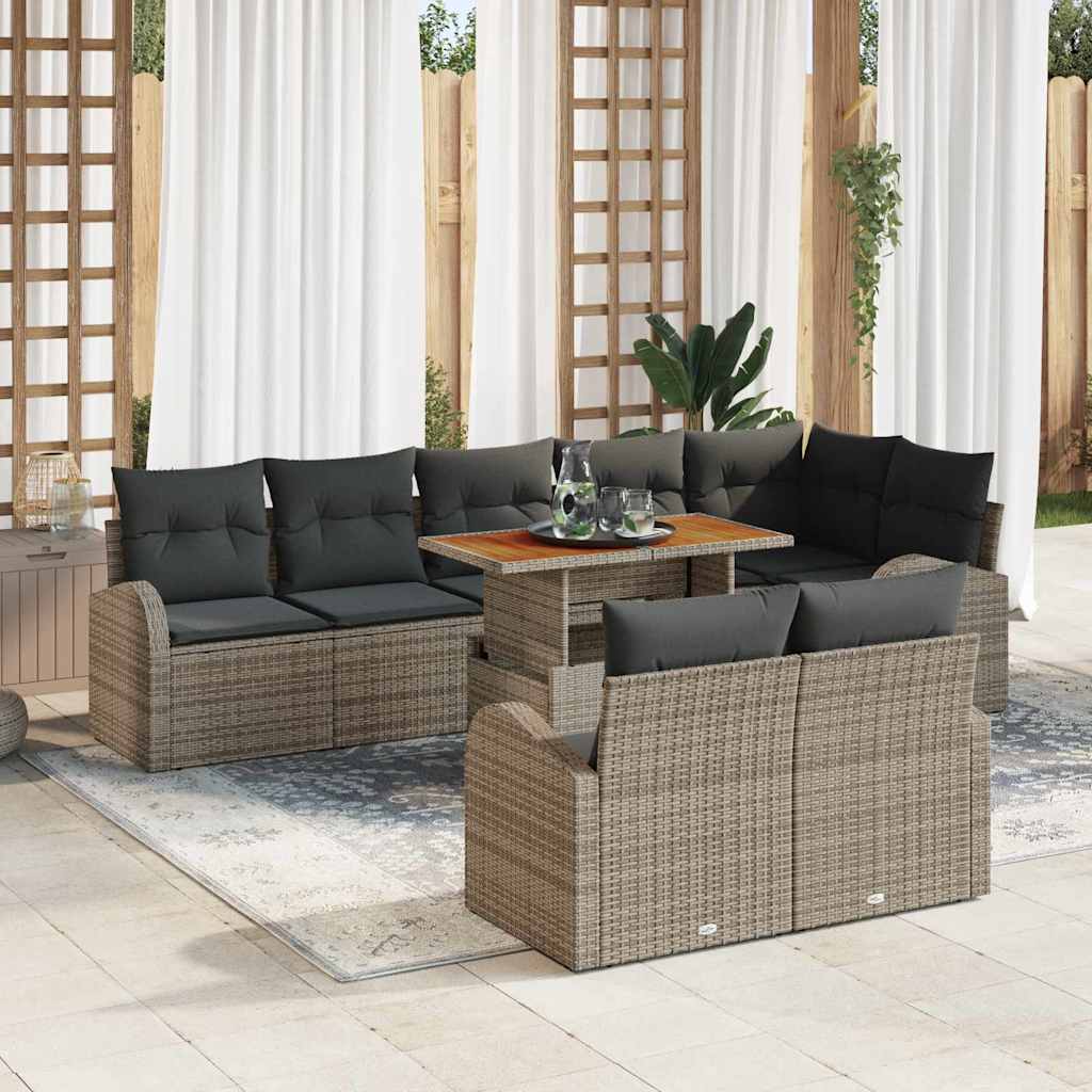 vidaXL Tuinbank Set met opslag 9 pcs Zwart Poly rattan