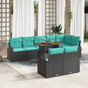 vidaXL Tuinbank Set met opslag 9 pcs Zwart Poly rattan