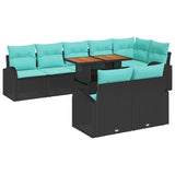 vidaXL Tuinbank Set met opslag 9 pcs Zwart Poly rattan