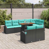 vidaXL Tuinbank Set met opslag 9 pcs Zwart Poly rattan