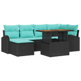 vidaXL Tuinbank Set met opslag 7 pcs Zwart Poly rattan