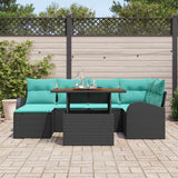 vidaXL Tuinbank Set met opslag 7 pcs Zwart Poly rattan