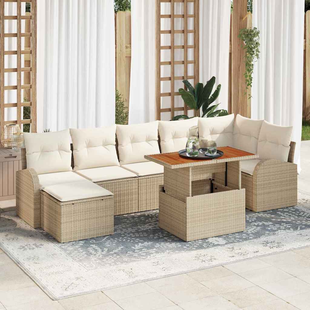 vidaXL Tuinbank Set met opslag 8 pcs Zwart Poly rattan