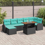 vidaXL Tuinbank Set 8 pcs Zwart Poly rattan