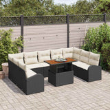 vidaXL Garden Lounge Set with Storage 10 pcs Black Poly Rattan