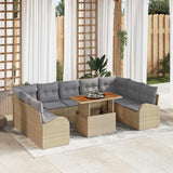 vidaXL Garden Lounge Set with Storage 10 pcs Black Poly Rattan