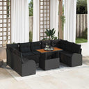 vidaXL Garden Lounge Set with Storage 10 pcs Black Poly Rattan