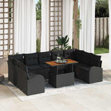 vidaXL Garden Lounge Set with Storage 10 pcs Black Poly Rattan