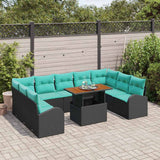 vidaXL Tuinbank Set met opslag 10 pcs Zwart Poly rattan