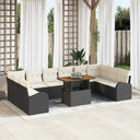 vidaXL Garden Bench Set with Storage 11 pcs Black Poly Rattan