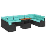 vidaXL Tuinbank Set met opslag 11 pcs Zwart Poly rattan