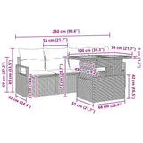 vidaXL Tuinbank Set met opslag 5 pcs Zwart Poly rattan
