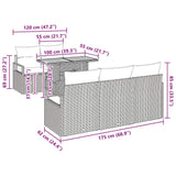 vidaXL Tuinbank Set met opslag 6 pcs Zwart Poly rattan