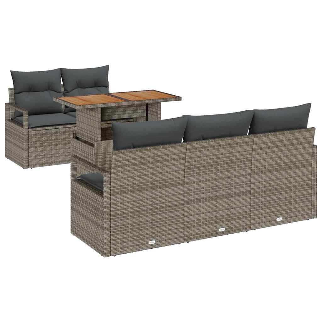 vidaXL Tuinbank Set met opslag 6 pcs Zwart Poly rattan