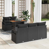 vidaXL Tuinbank Set met opslag 6 pcs Zwart Poly rattan