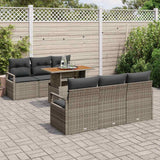 vidaXL Tuinbank Set met opslag 7 pcs Zwart Poly rattan