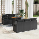 vidaXL Tuinbank Set met opslag 7 pcs Zwart Poly rattan