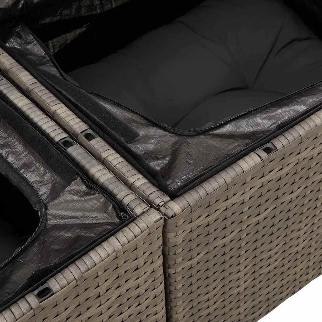 vidaXL Tuinbank Set met opslag 8 pcs Zwart Poly rattan