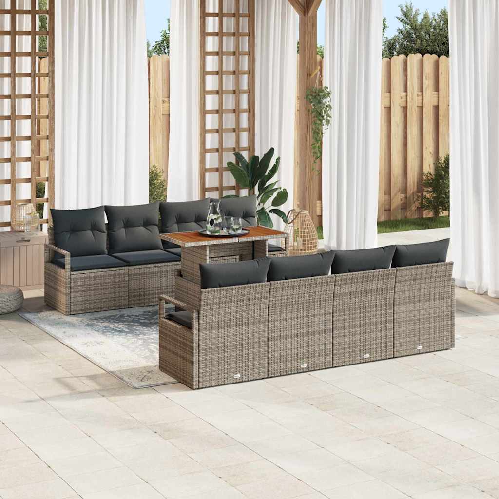 vidaXL Tuinbank Set met opslag 9 pcs Zwart Poly rattan