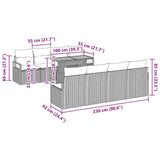 vidaXL Tuinbank Set met opslag 9 pcs Zwart Poly rattan