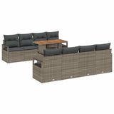 vidaXL Tuinbank Set met opslag 9 pcs Zwart Poly rattan