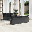 vidaXL Tuinbank Set met opslag 9 pcs Zwart Poly rattan