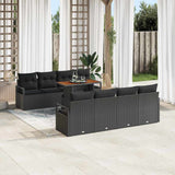 vidaXL Tuinbank Set met opslag 9 pcs Zwart Poly rattan