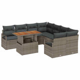 vidaXL Tuinbank Set met opslag 9 pcs Zwart Poly rattan