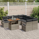 vidaXL Tuinbank Set met opslag 9 pcs Zwart Poly rattan