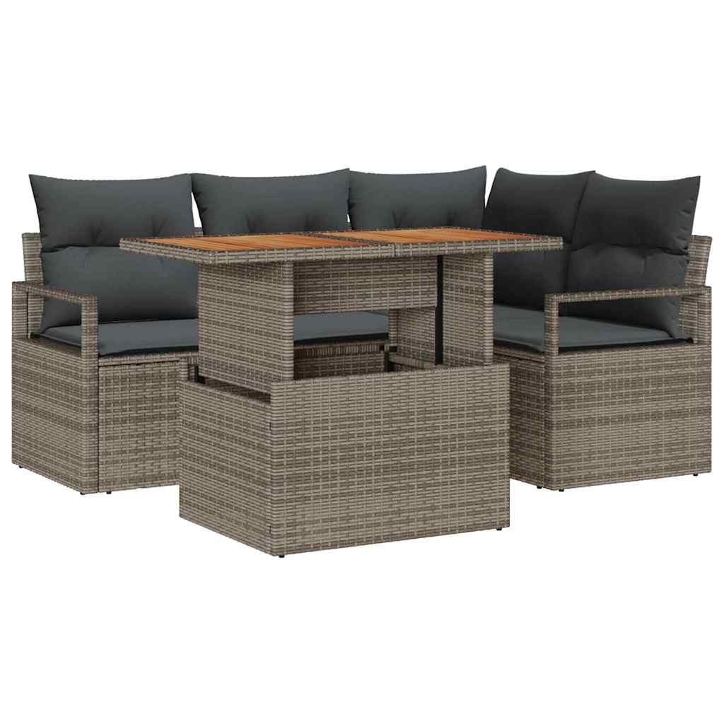 vidaXL Tuinbank Set met opslag 5 pcs Zwart Poly rattan