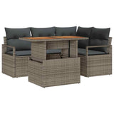 vidaXL Tuinbank Set met opslag 5 pcs Zwart Poly rattan