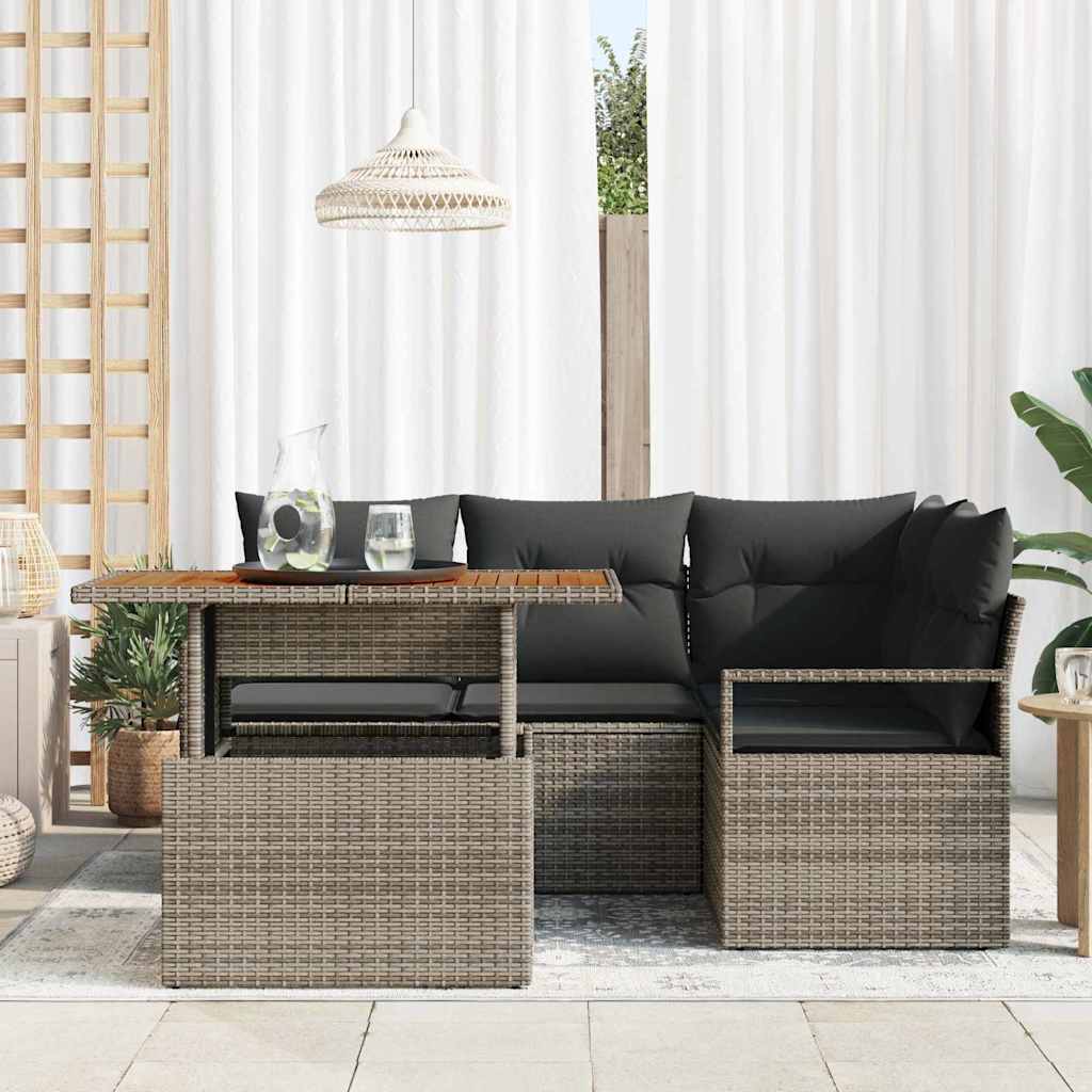 vidaXL Tuinbank Set met opslag 5 pcs Zwart Poly rattan