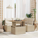 vidaXL Tuinbank Set met opslag 5 pcs Zwart Poly rattan