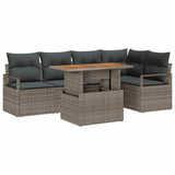 vidaXL Garden Bench Set with Storage 6 Pieces Black Poly Rattan