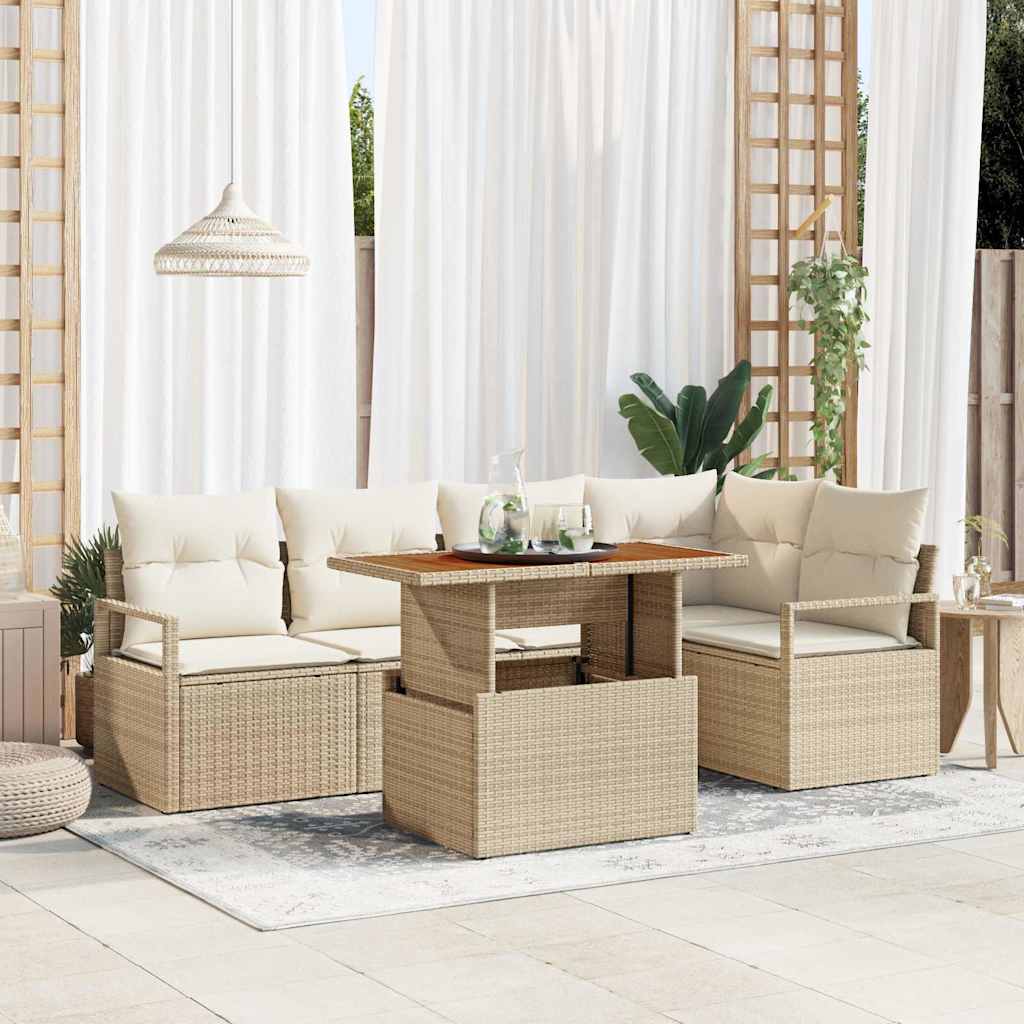 vidaXL Garden Bench Set with Storage 6 Pieces Black Poly Rattan